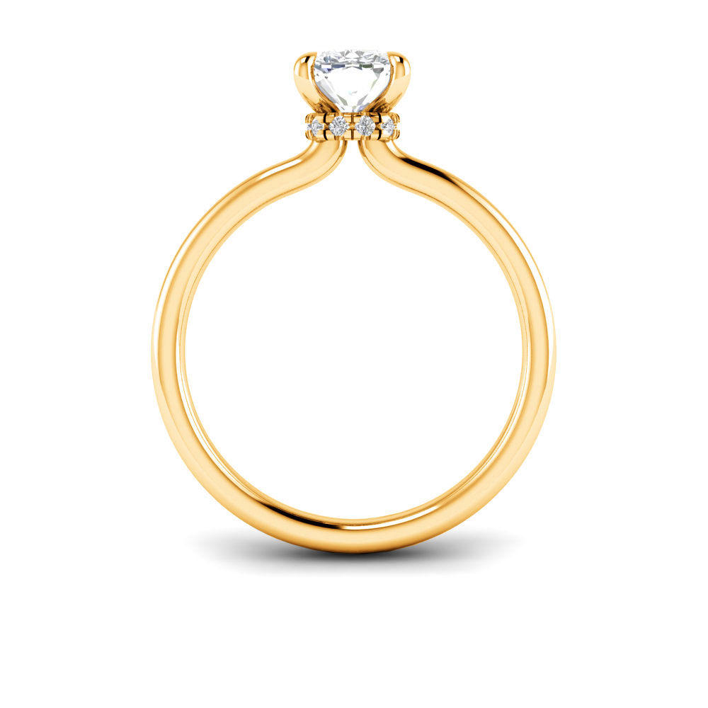 1 Ct Elongated Cushion Colorless Lab Diamond & 0.10 Ctw Secret Halo Engagement Ring