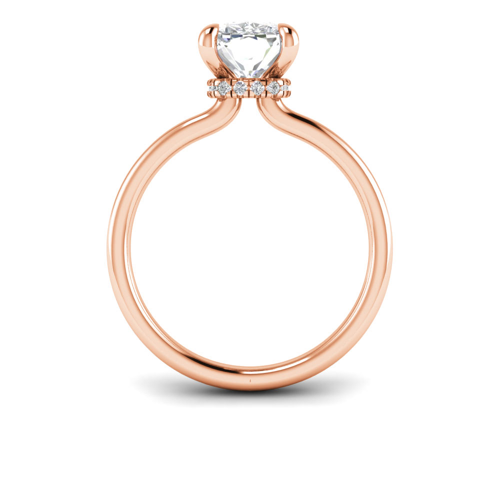 2 Ct Elongated Cushion Near Colorless Lab Diamond & 0.10 Ctw Secret Halo Engagement Ring