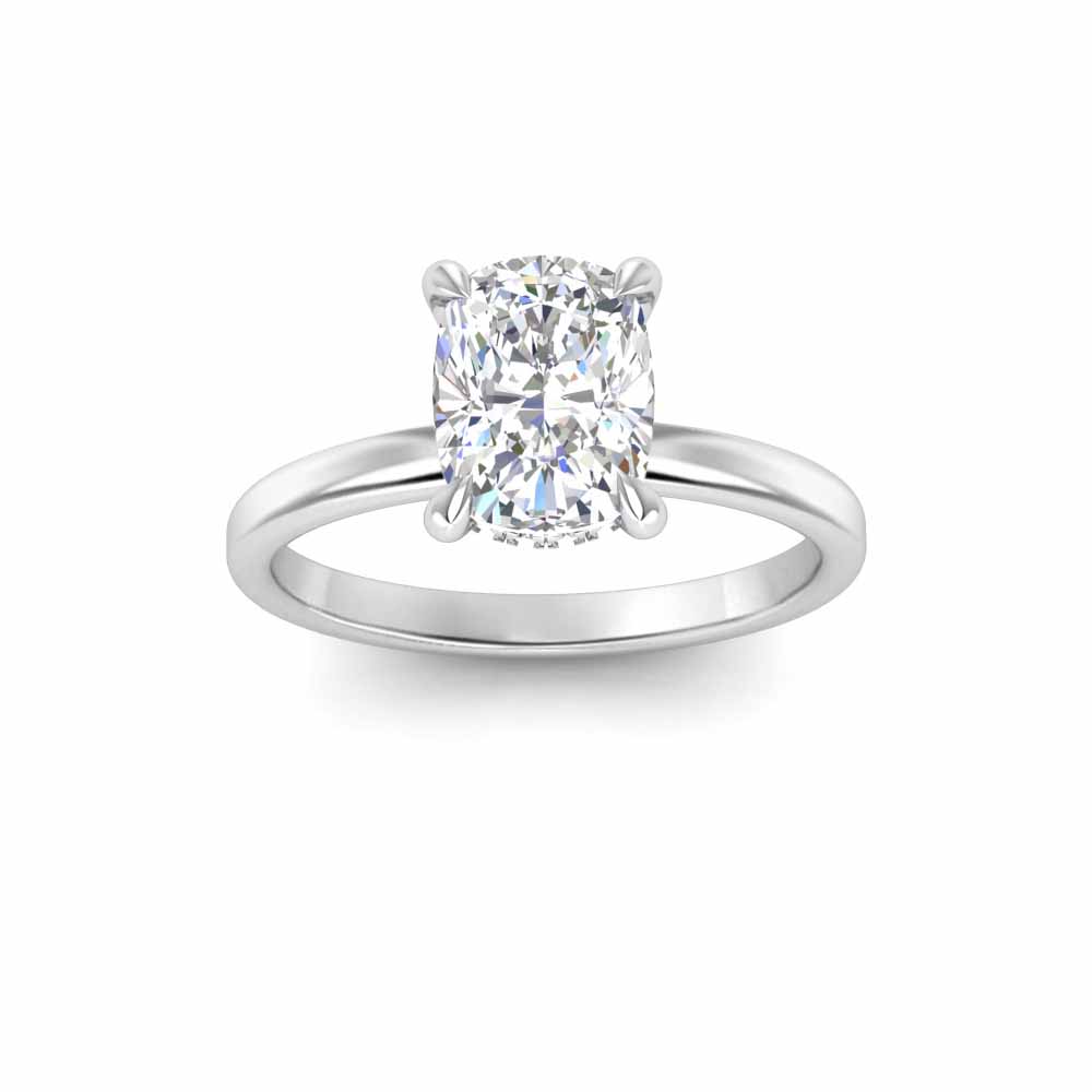 2 Ct Elongated Cushion Near Colorless Lab Diamond & 0.10 Ctw Secret Halo Engagement Ring