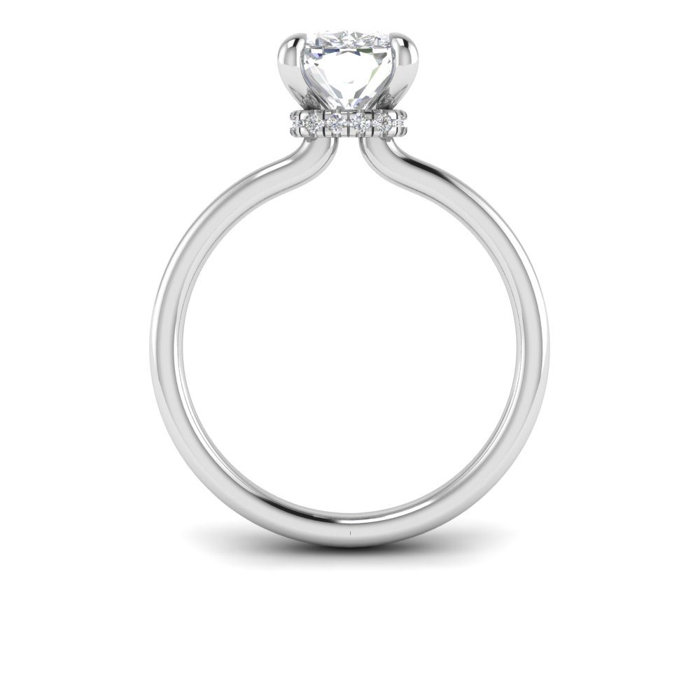 2 Ct Elongated Cushion Near Colorless Lab Diamond & 0.10 Ctw Secret Halo Engagement Ring