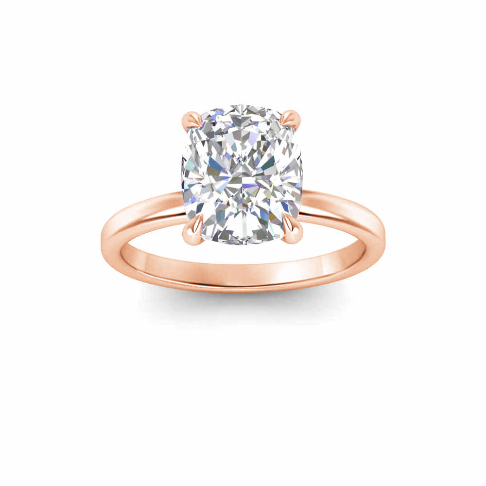 5 Ct Elongated Cushion Near Colorless Lab Diamond Secret Halo Solitaire Engagement Ring