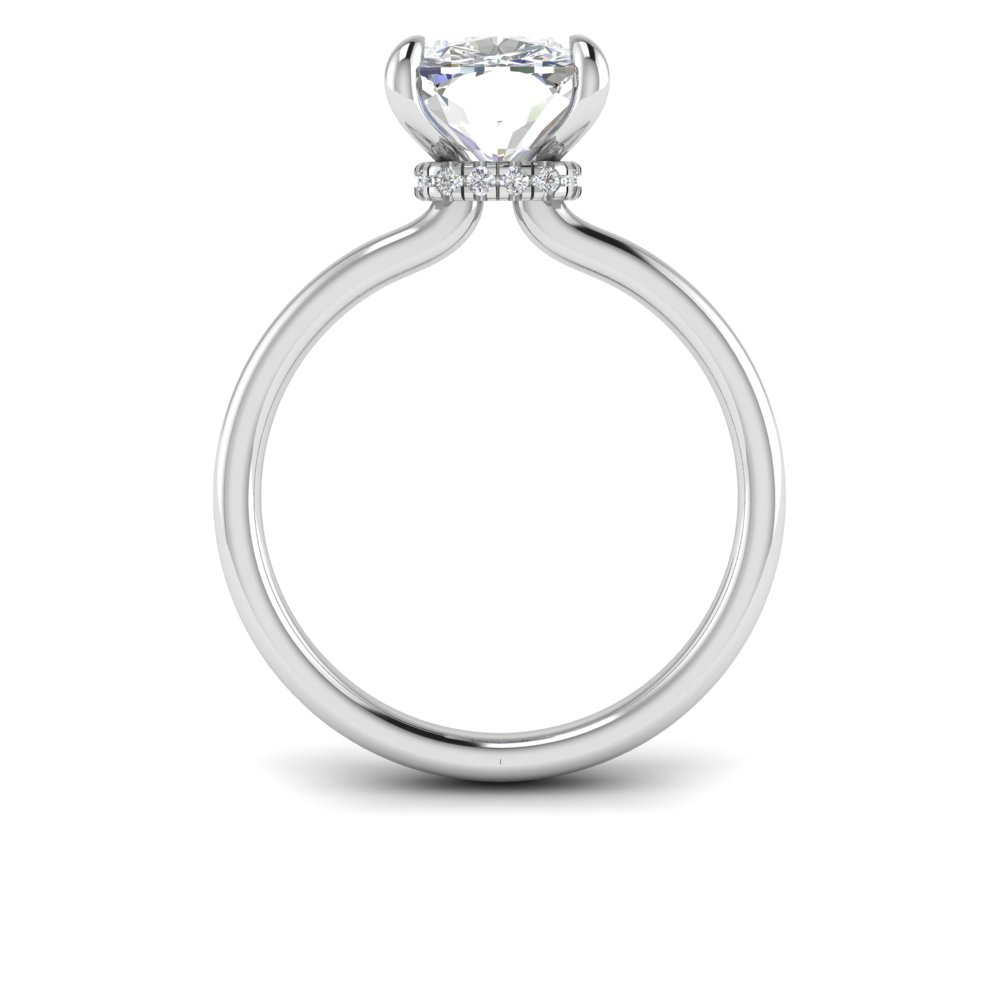 5 Ct Elongated Cushion Near Colorless Lab Diamond Secret Halo Solitaire Engagement Ring