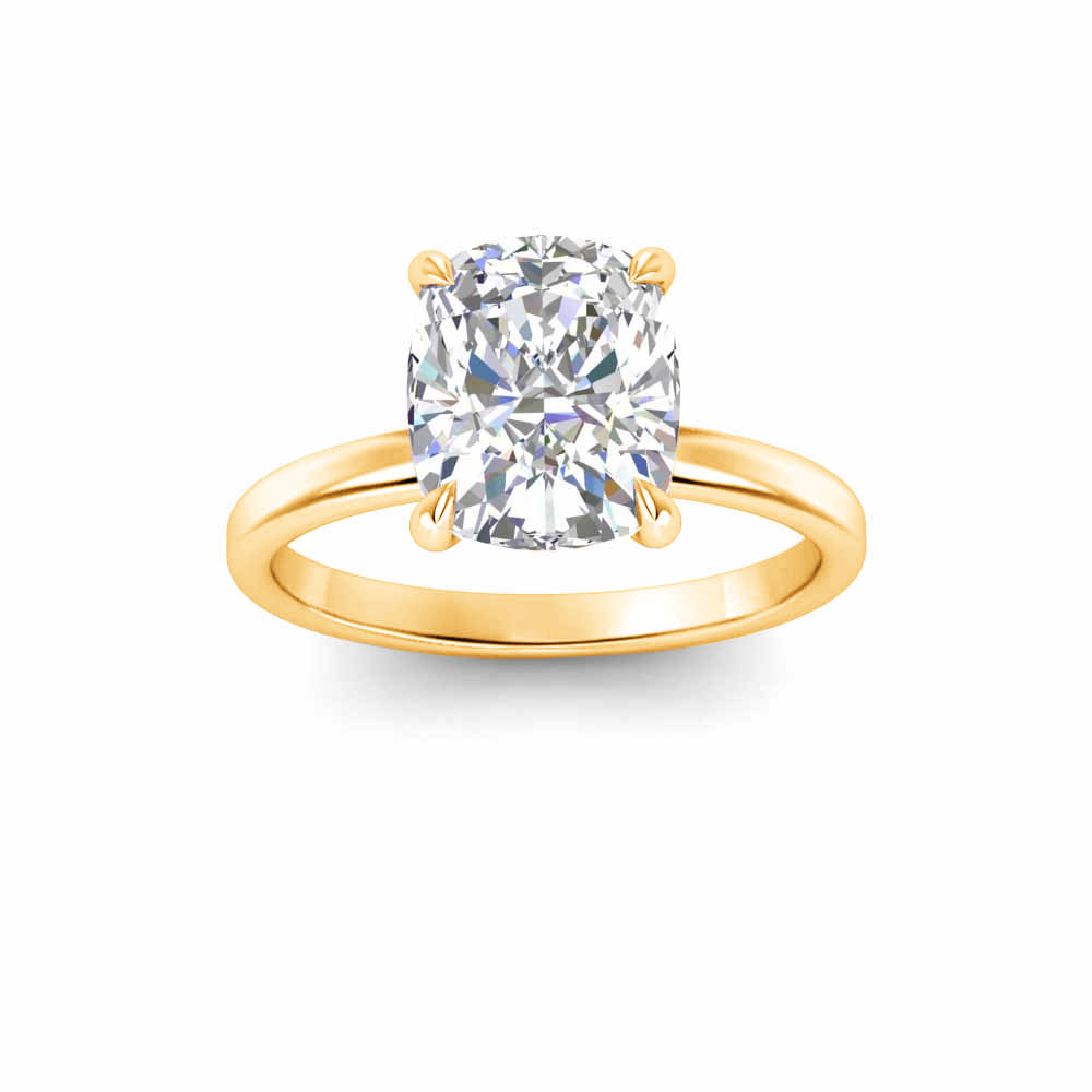 5 Ct Elongated Cushion Near Colorless Lab Diamond Secret Halo Solitaire Engagement Ring