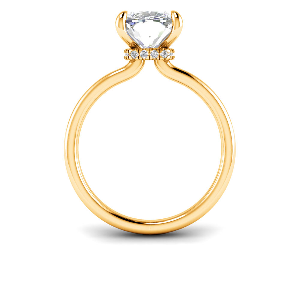 5 Ct Elongated Cushion Near Colorless Lab Diamond Secret Halo Solitaire Engagement Ring