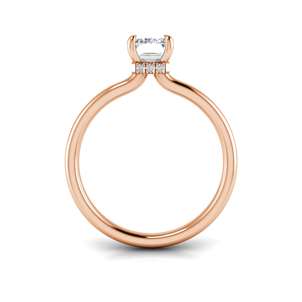 1.5 Ct Emerald Near Colorless Lab Diamond & 0.10 Ctw Secret Halo Engagement Ring