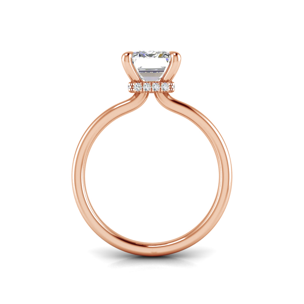 5 Ct Emerald Near Colorless Lab Diamond Secret Halo Solitaire Engagement Ring