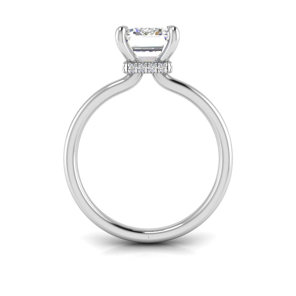 5 Ct Emerald Near Colorless Lab Diamond Secret Halo Solitaire Engagement Ring