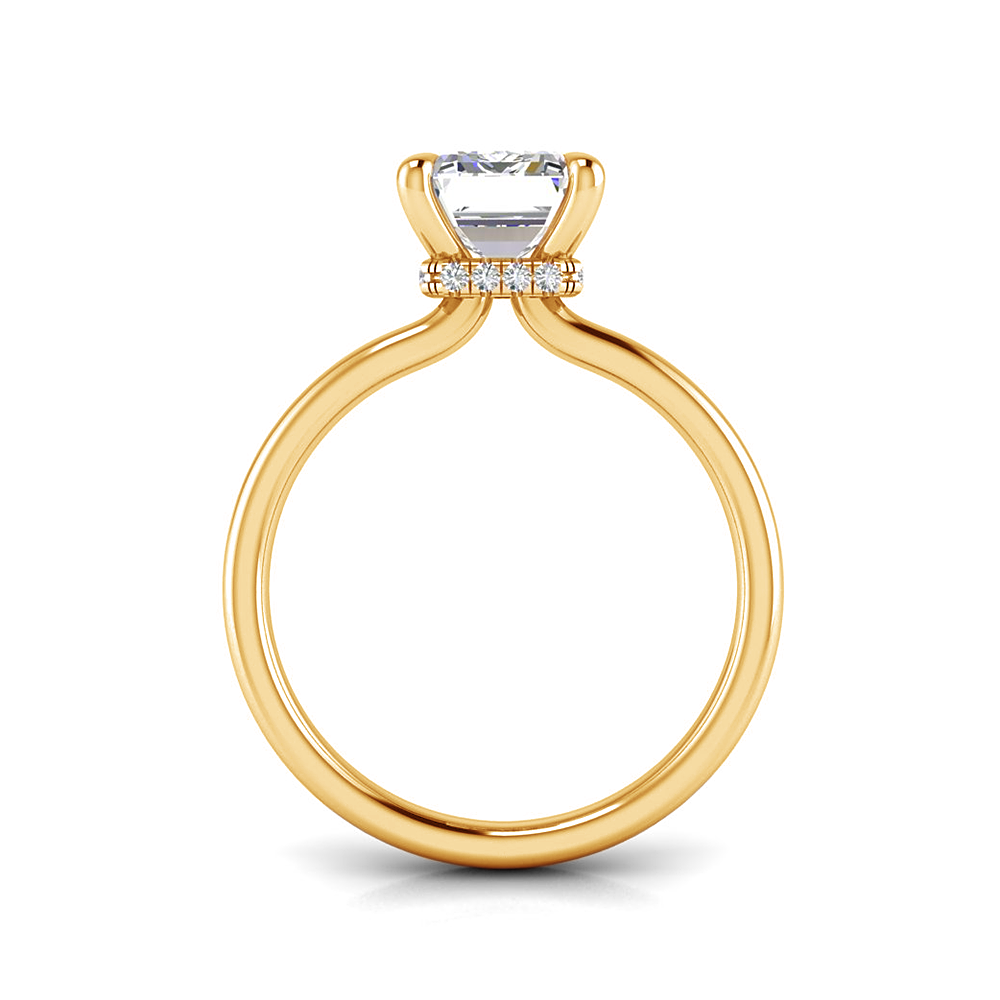 5 Ct Emerald Near Colorless Lab Diamond Secret Halo Solitaire Engagement Ring