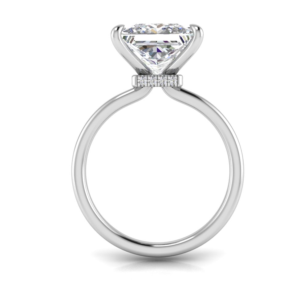 5 Ct Princess Near Colorless Lab Diamond Secret Halo Solitaire Engagement Ring