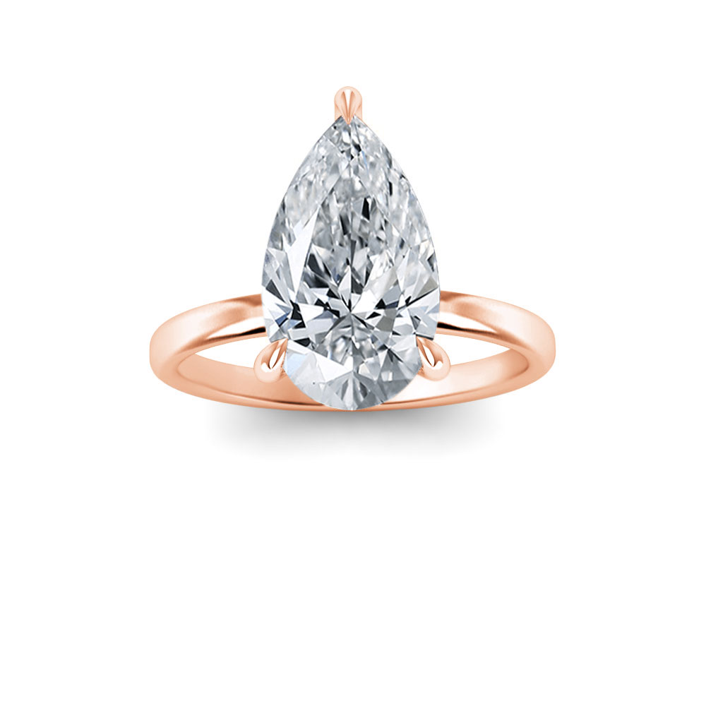 5 Ct Pear Near Colorless Lab Diamond Secret Halo Solitaire Engagement Ring