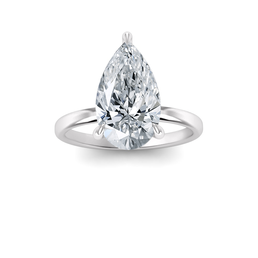 5 Ct Pear Near Colorless Lab Diamond Secret Halo Solitaire Engagement Ring