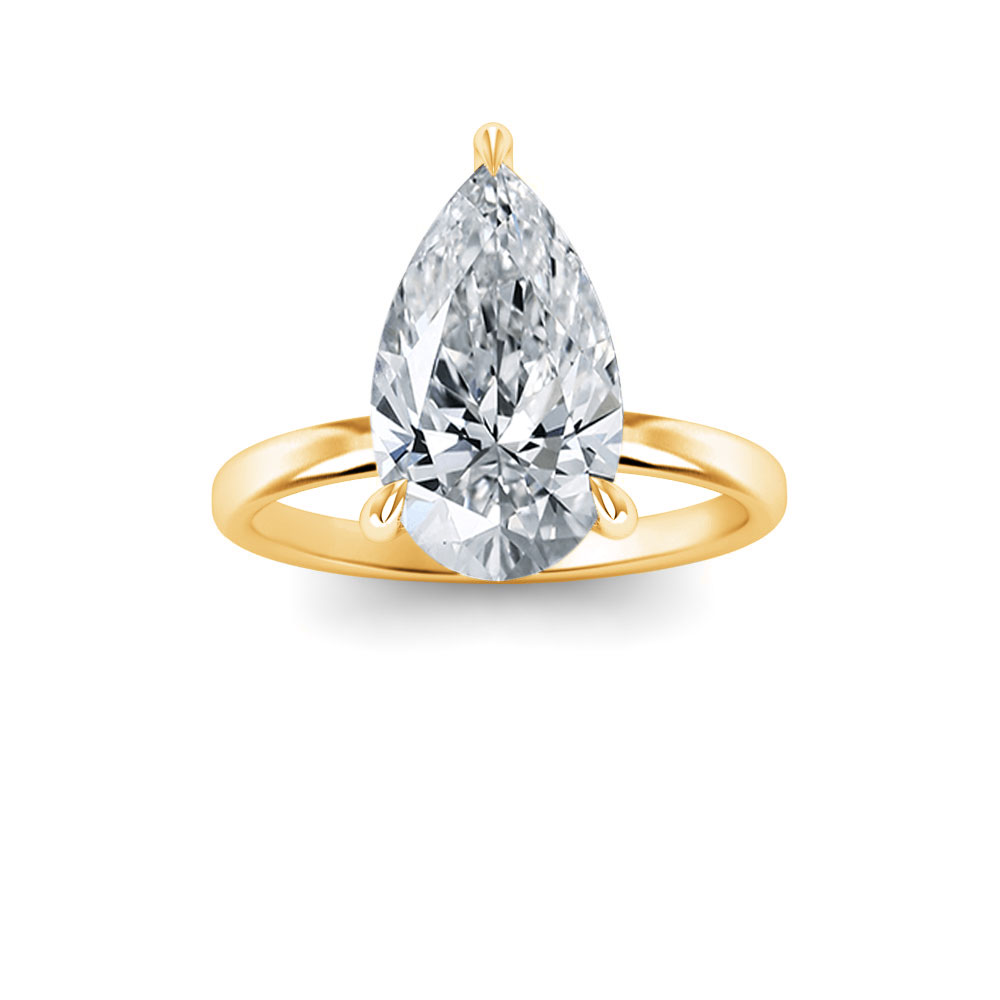 5 Ct Pear Near Colorless Lab Diamond Secret Halo Solitaire Engagement Ring