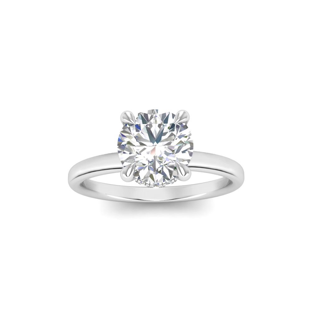 1.5 Ct Round Near Colorless Lab Diamond & 0.10 Ctw Secret Halo Engagement Ring