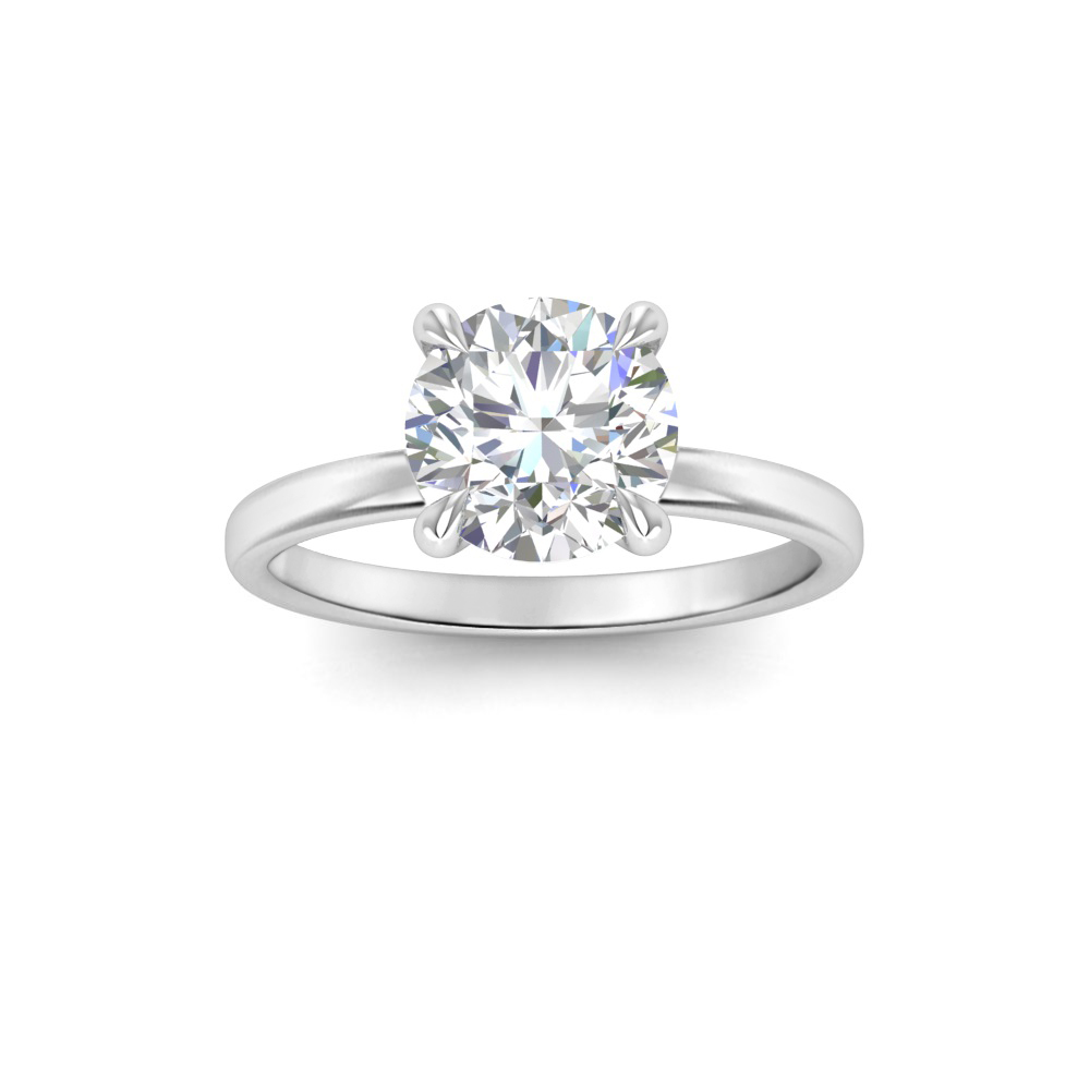 2.5 Ct Round Near Colorless Lab Diamond & 0.10 Ctw Secret Halo Engagement Ring