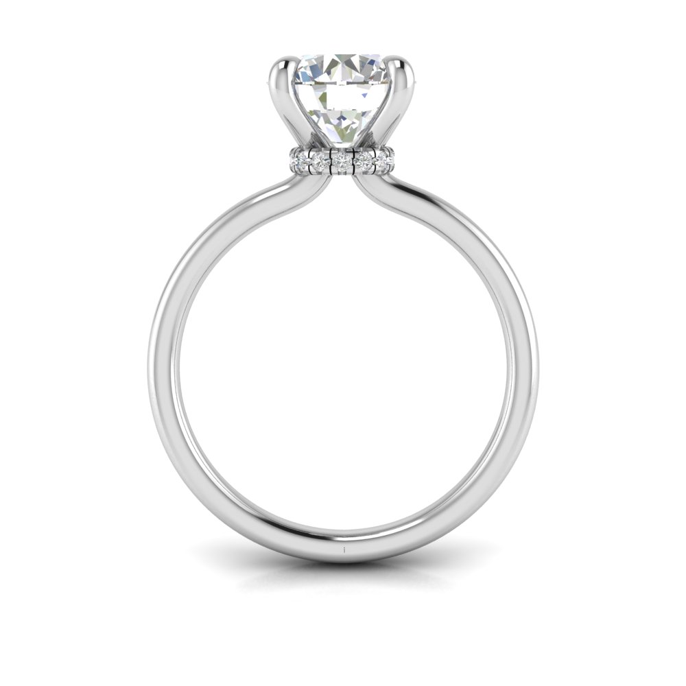 2.5 Ct Round Near Colorless Lab Diamond & 0.10 Ctw Secret Halo Engagement Ring