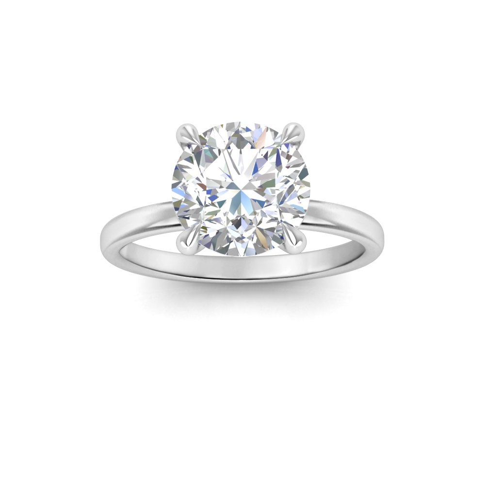 5 Ct Round Near Colorless Lab Diamond Secret Halo Solitaire Engagement Ring