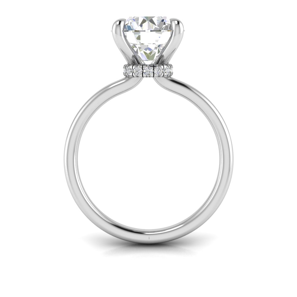 5 Ct Round Near Colorless Lab Diamond Secret Halo Solitaire Engagement Ring