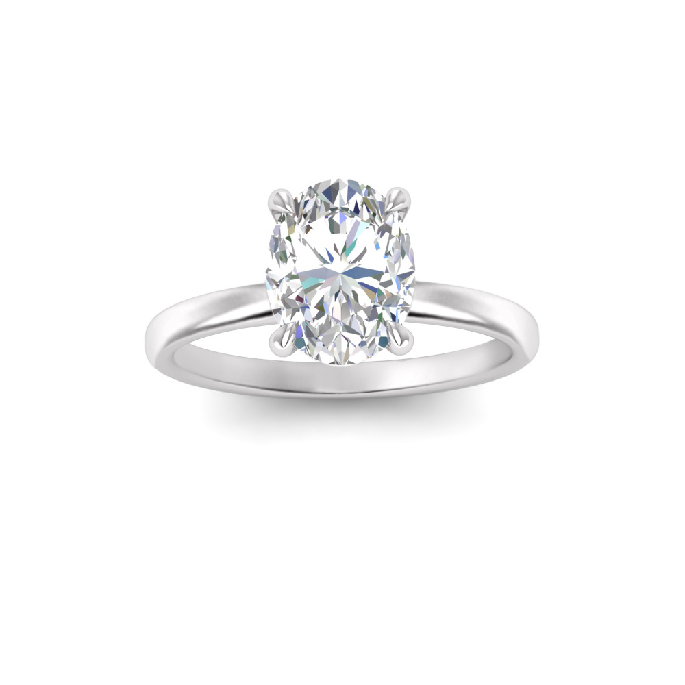 1.5 Ct Oval Near Colorless Lab Diamond & 0.10 Ctw Secret Halo Engagement Ring