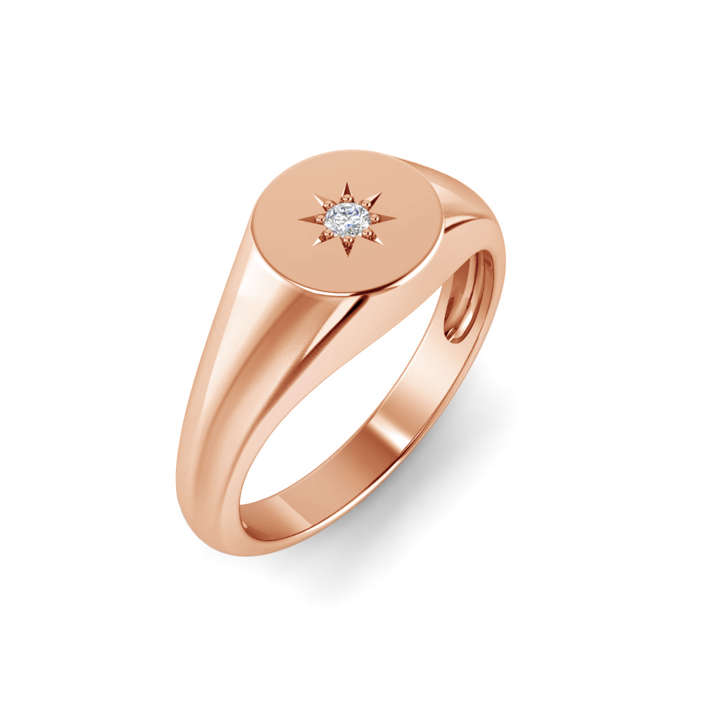 Near Colorless Lab Diamond Sunburst Signet Ring