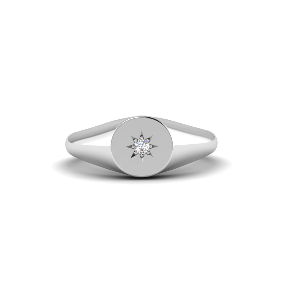 Near Colorless Lab Diamond Sunburst Signet Ring