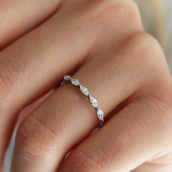 Marquise Colorless Moissanite Band