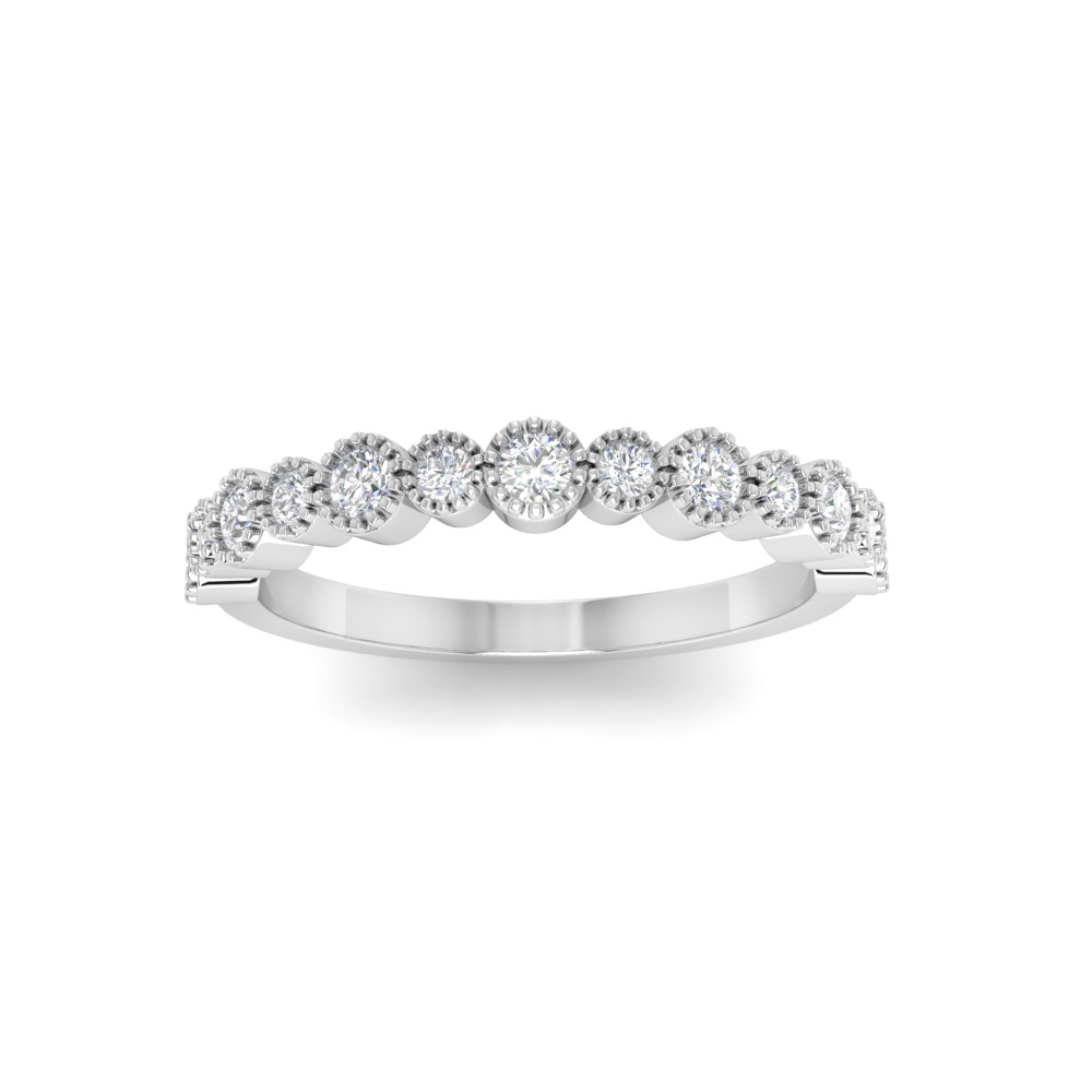 Colorless Moissanite Milgrain Bezel Stackable Band
