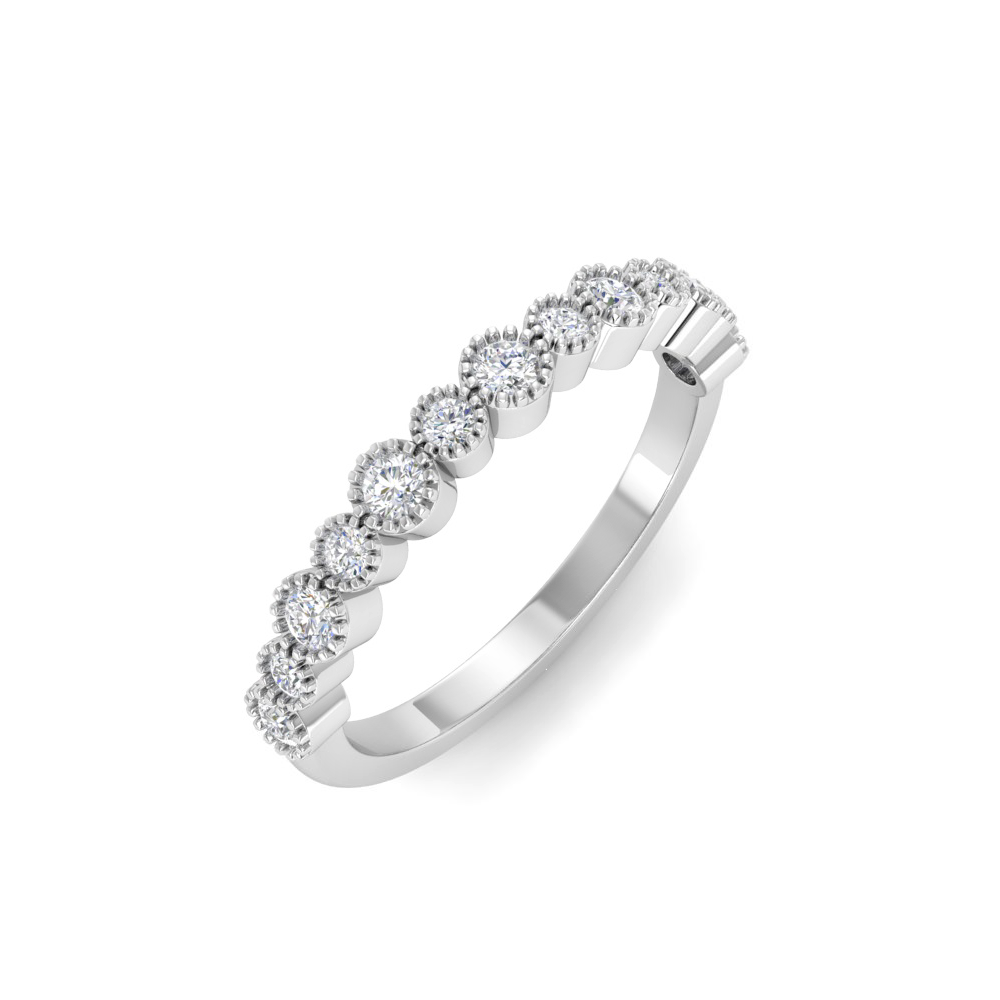 Colorless Moissanite Milgrain Bezel Stackable Band