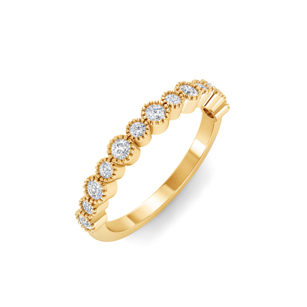 Colorless Moissanite Milgrain Bezel Stackable Band
