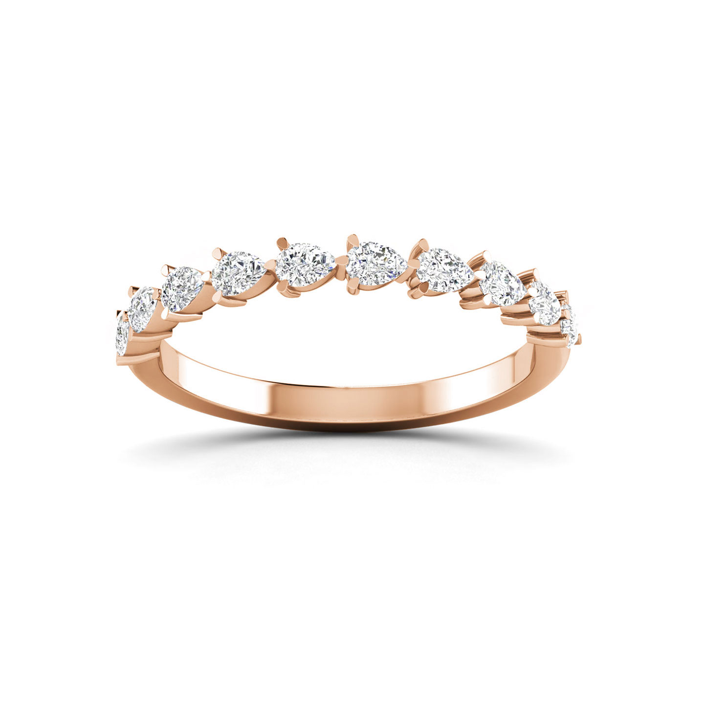 East West Pear Colorless Moissanite Stackable Band