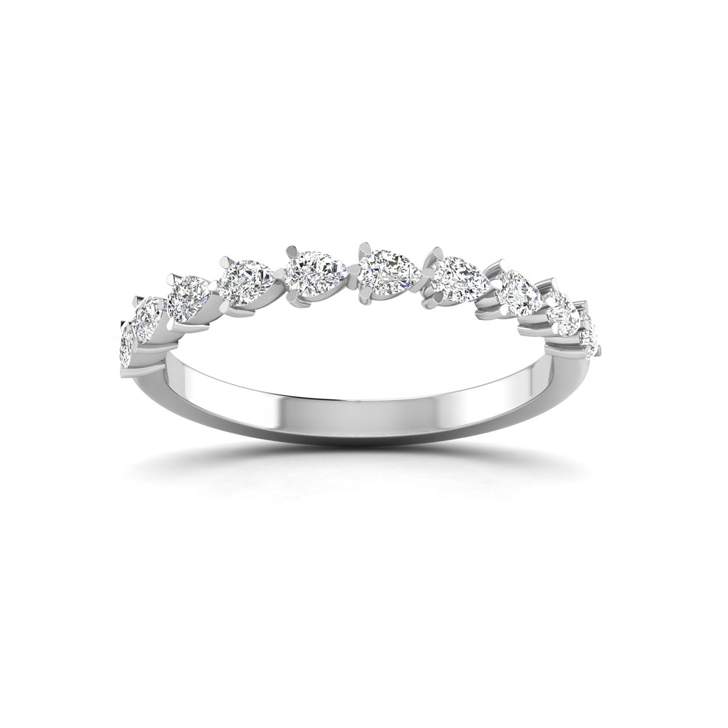 East West Pear Colorless Moissanite Stackable Band