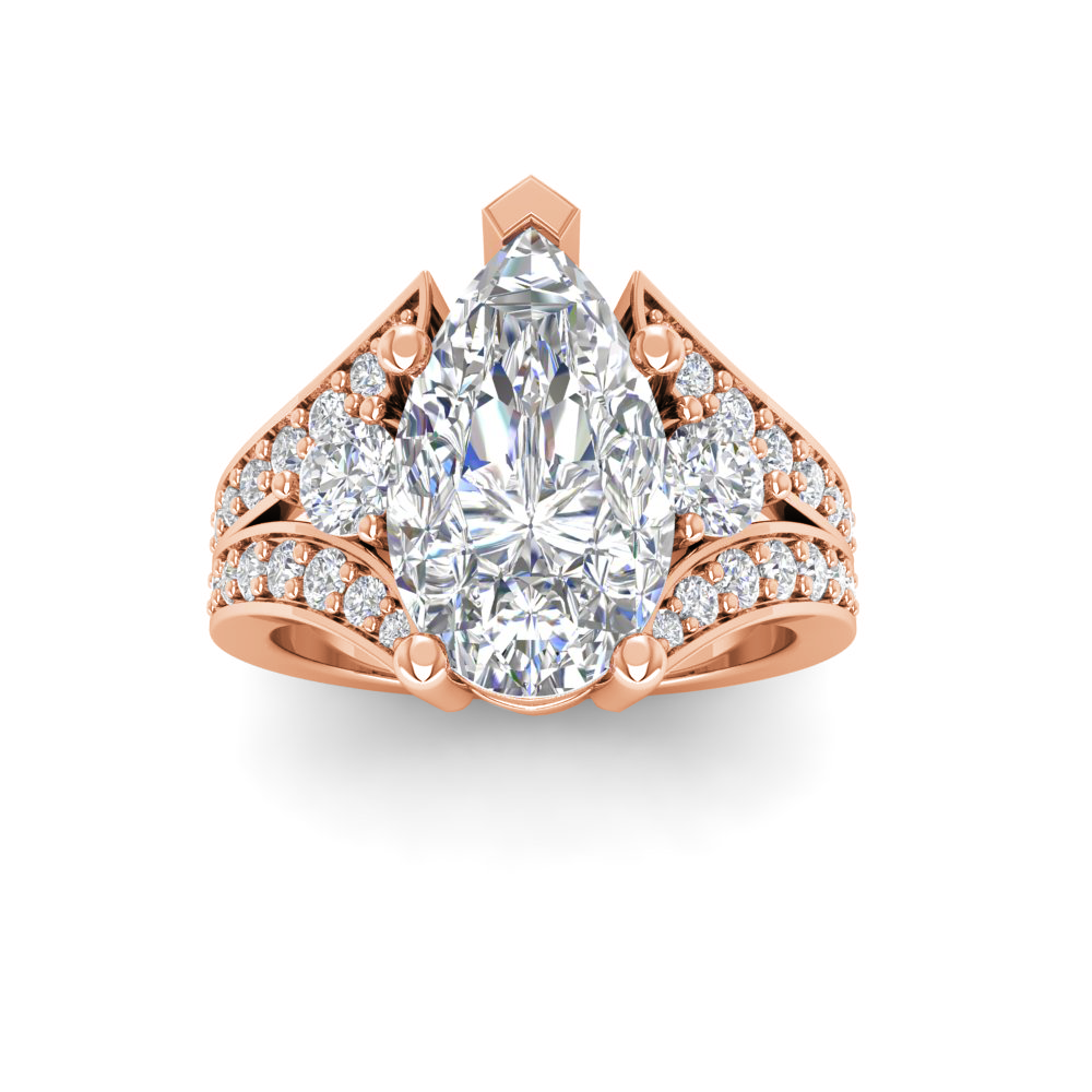 2 Ct Pear Near Colorless Lab Diamond & 1 Ctw Wide Split Shank Engagement Ring