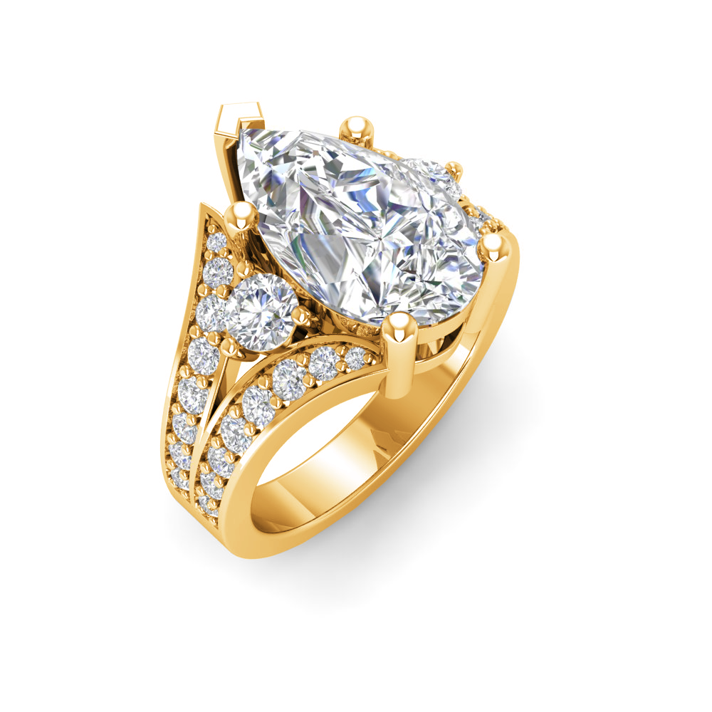 2 Ct Pear Near Colorless Lab Diamond & 1 Ctw Wide Split Shank Engagement Ring