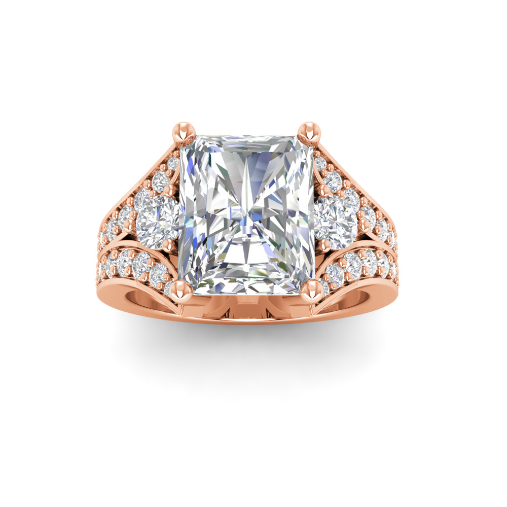 2 Ct Radiant Near Colorless Lab Diamond & 1 Ctw Wide Split Shank Engagement Ring