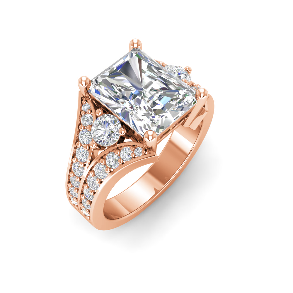 2 Ct Radiant Near Colorless Lab Diamond & 1 Ctw Wide Split Shank Engagement Ring