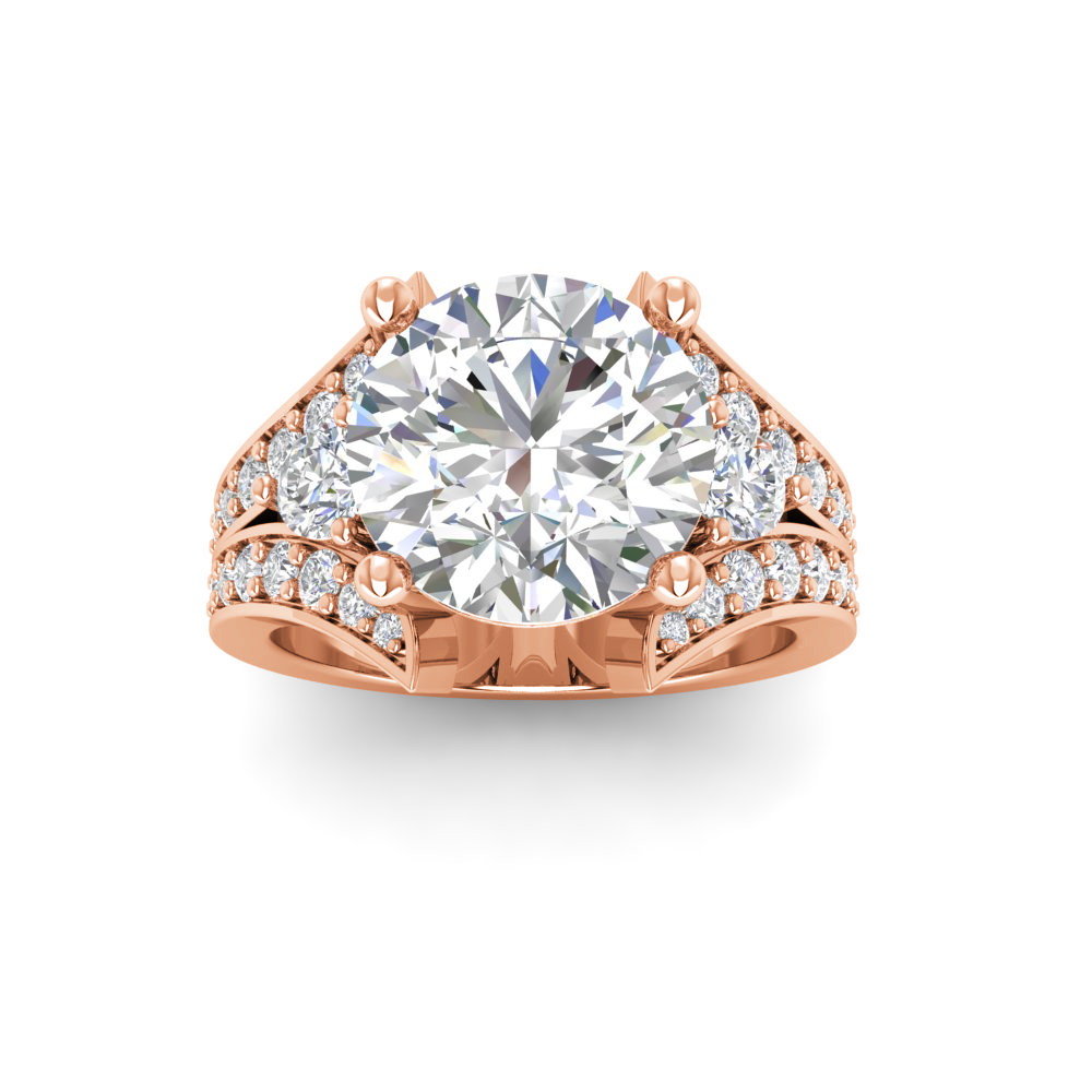2 Ct Round Near Colorless Lab Diamond & 1 Ctw Wide Split Shank Engagement Ring