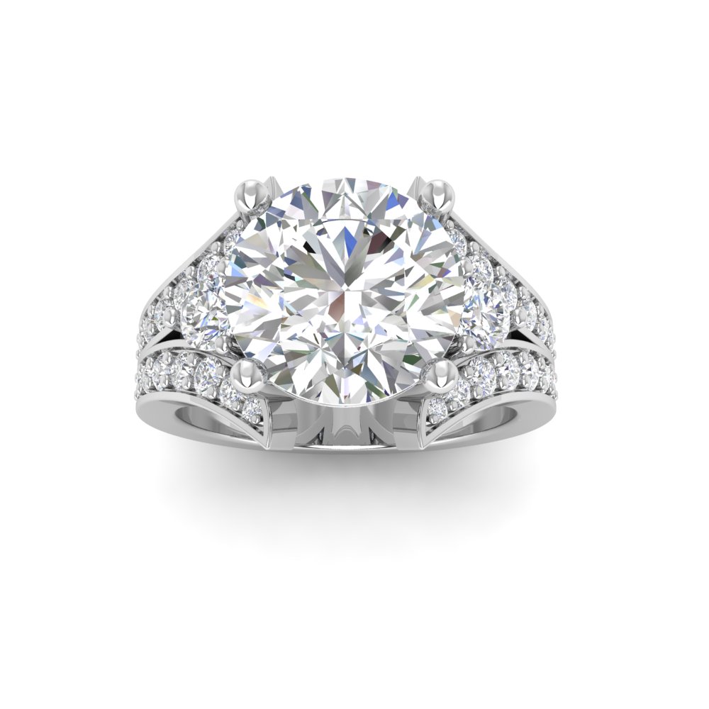 2 Ct Round Near Colorless Lab Diamond & 1 Ctw Wide Split Shank Engagement Ring