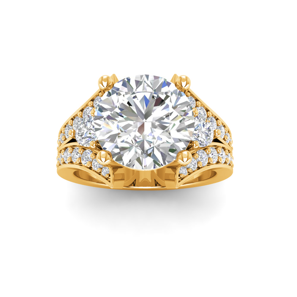 2 Ct Round Near Colorless Lab Diamond & 1 Ctw Wide Split Shank Engagement Ring
