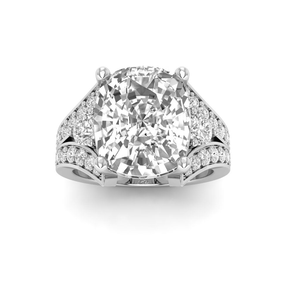 2 Ct Elongated Cushion Near Colorless Lab Diamond & 1 Ctw Wide Split Shank Engagement Ring
