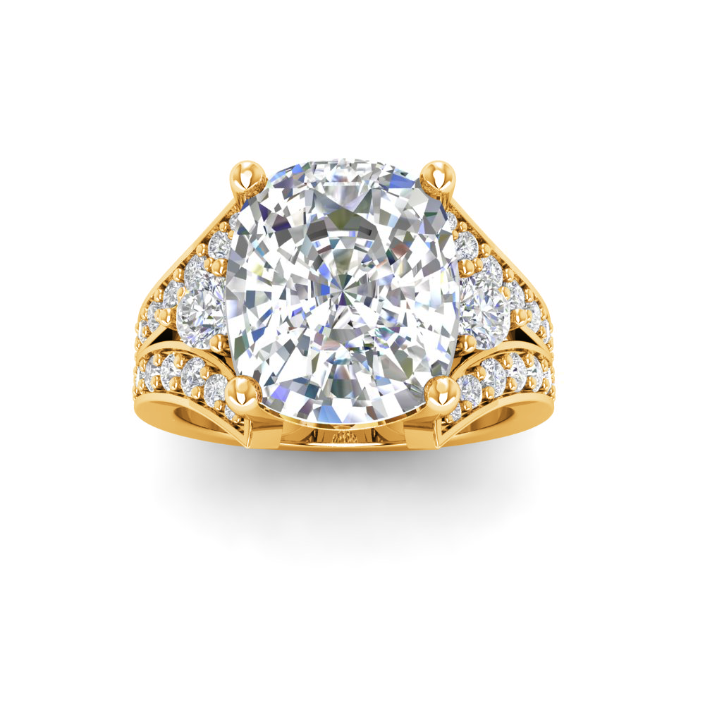 2 Ct Elongated Cushion Near Colorless Lab Diamond & 1 Ctw Wide Split Shank Engagement Ring