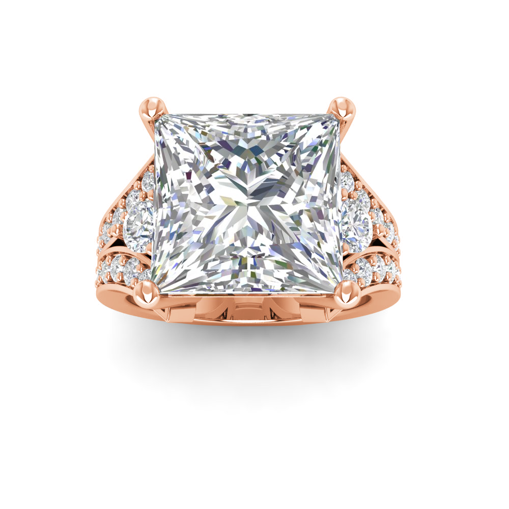 6 Ct Princess Near Colorless Lab Diamond & 1 Ctw Wide Split Shank Engagement Ring