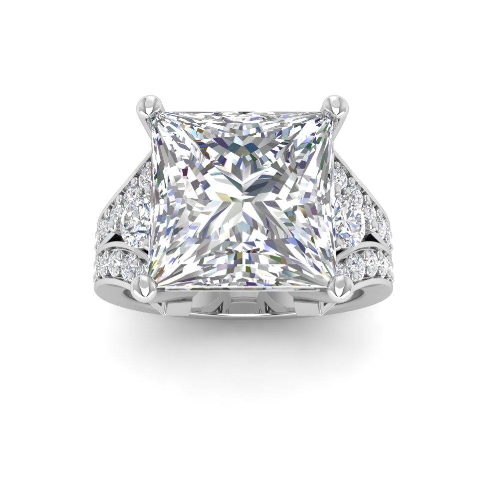 6 Ct Princess Near Colorless Lab Diamond & 1 Ctw Wide Split Shank Engagement Ring