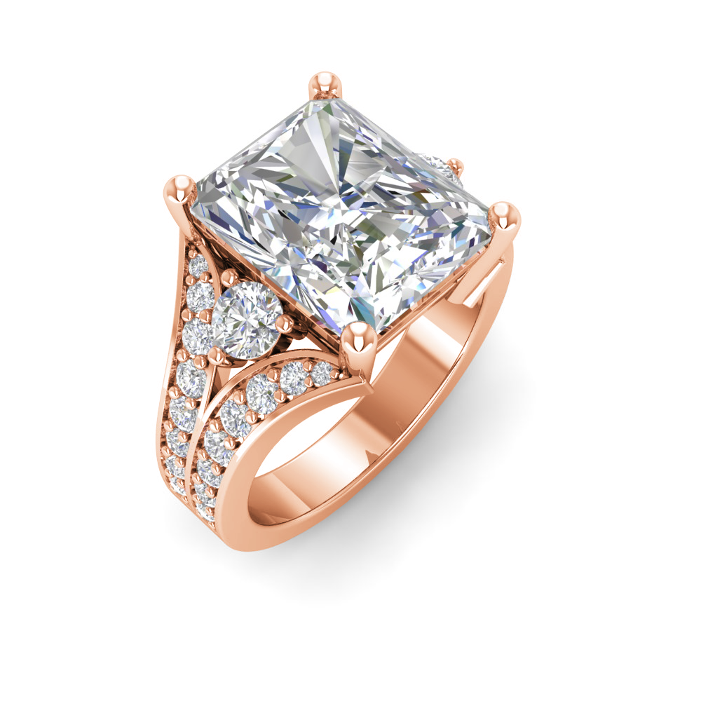 5 Ct Radiant Near Colorless Lab Diamond & 1 Ctw Wide Split Shank Engagement Ring