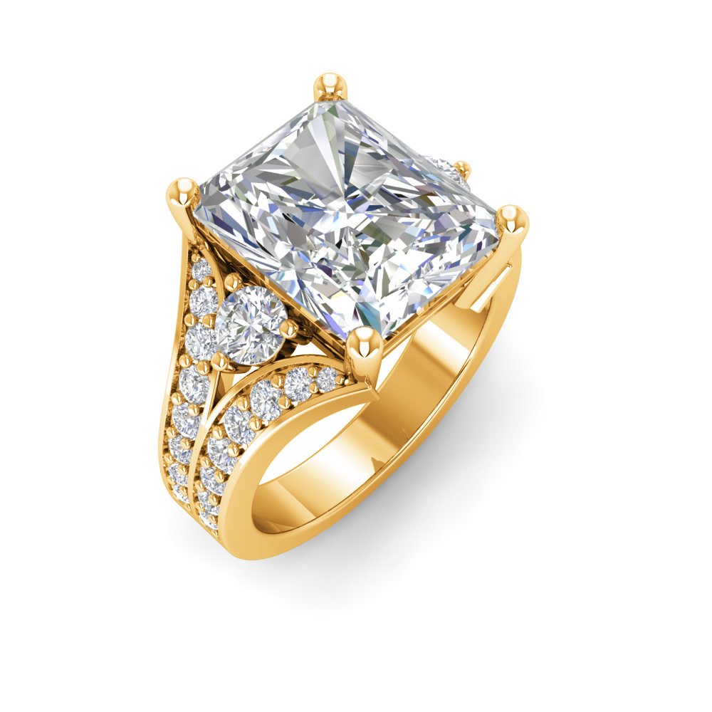 5 Ct Radiant Near Colorless Lab Diamond & 1 Ctw Wide Split Shank Engagement Ring