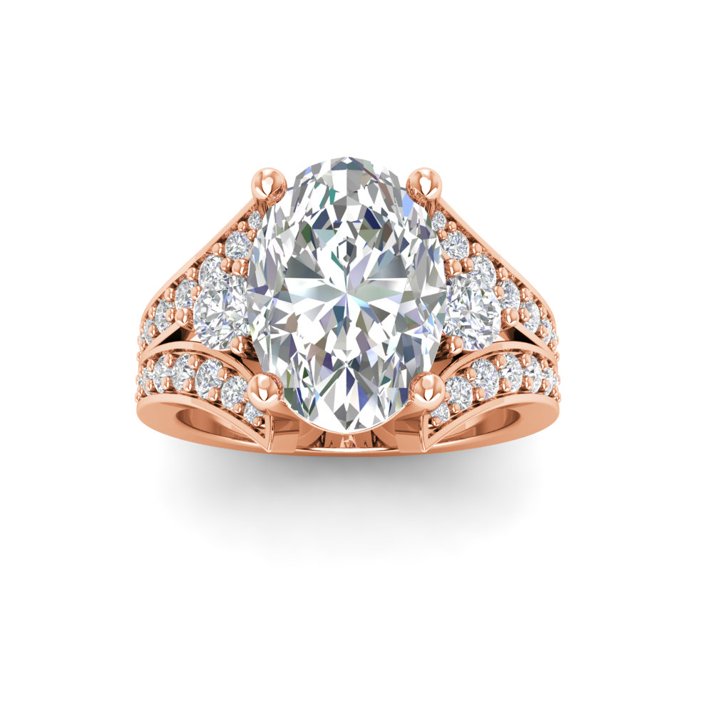 2 Ct Oval Near Colorless Lab Diamond & 1 Ctw Wide Split Shank Engagement Ring