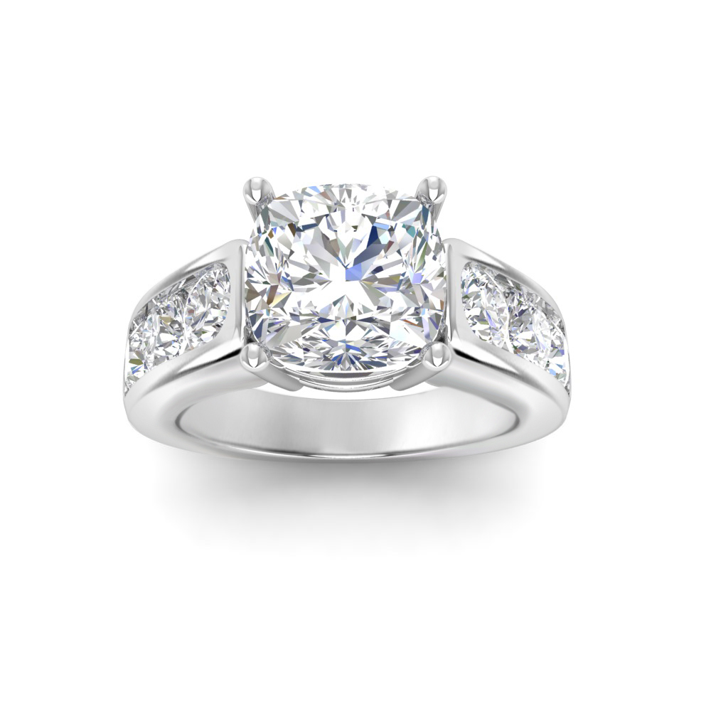 6 Ct Cushion Near Colorless Lab Diamond Channel-Set Statement Engagement Ring