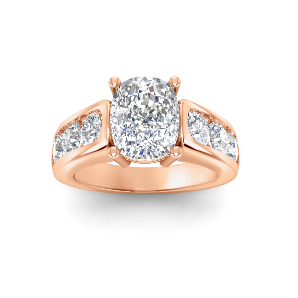 6 Ct Elongated Cushion Near Colorless Lab Diamond Channel-Set Statement Engagement Ring