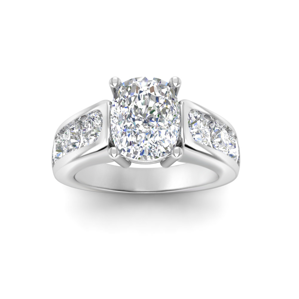 6 Ct Elongated Cushion Near Colorless Lab Diamond Channel-Set Statement Engagement Ring
