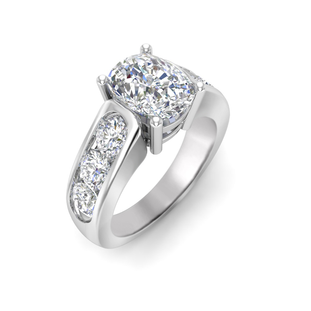 6 Ct Elongated Cushion Near Colorless Lab Diamond Channel-Set Statement Engagement Ring