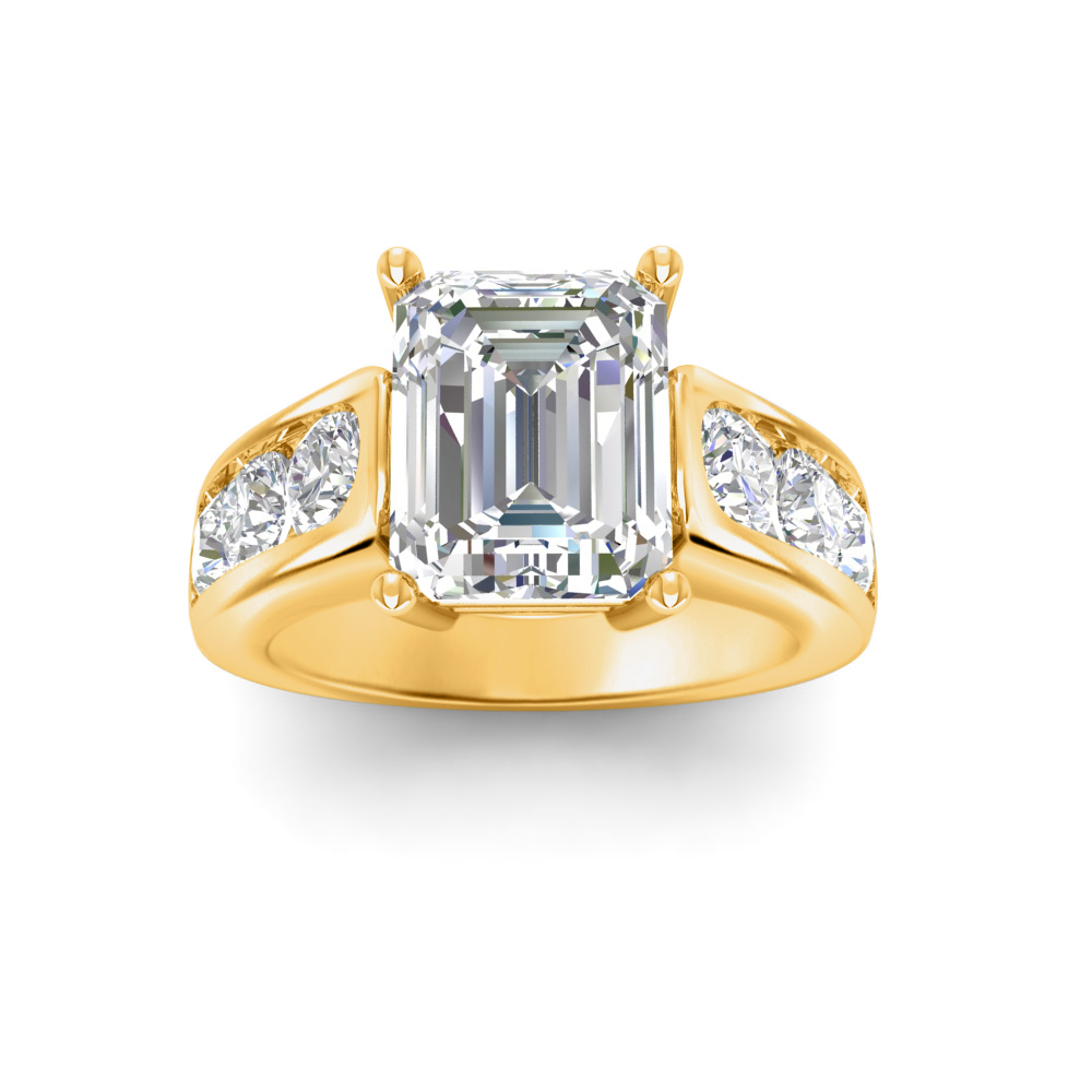 6 Ct Emerald Near Colorless Lab Diamond Channel-Set Statement Engagement Ring