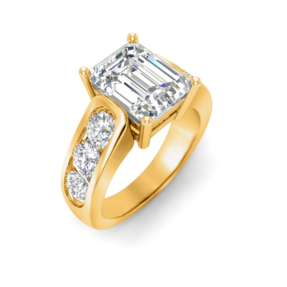 6 Ct Emerald Near Colorless Lab Diamond Channel-Set Statement Engagement Ring